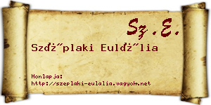 Széplaki Eulália névjegykártya